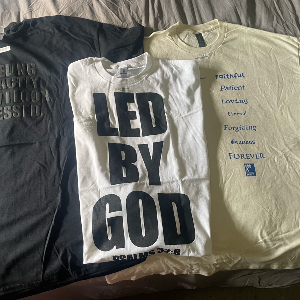 Graphic T-Shirts Set in Black, White, and Cream